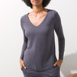 Soma Restore Gray Ink Aloe Knit Long Sleeve Top NWT Small